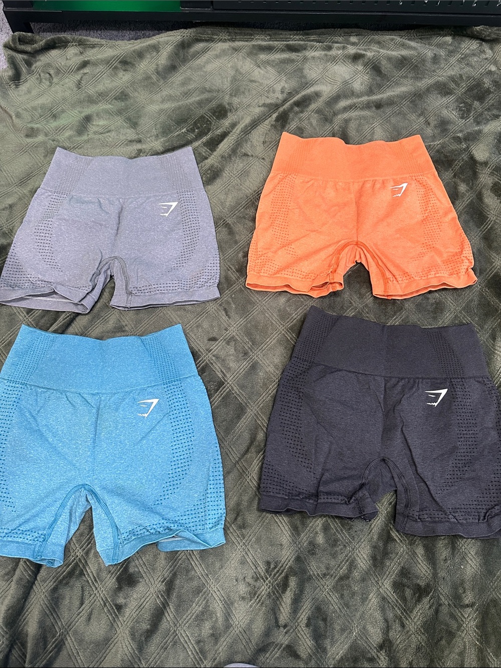 Gymshark Women’s Seamless High-Waist Bike Shorts — Orange, Blue, Gray, Black